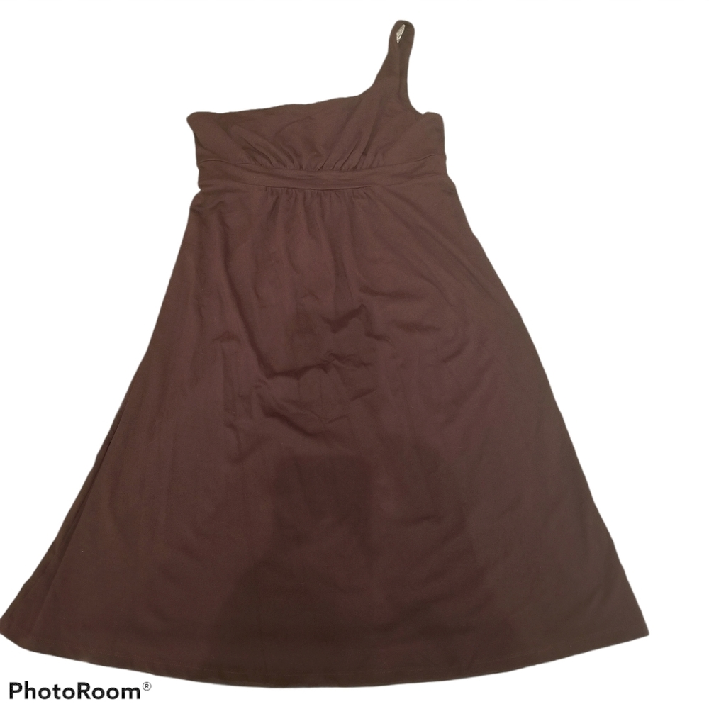 (L) Susana Monaco One Shoulder Mini Dress Solid Color Empire Waist Vacation